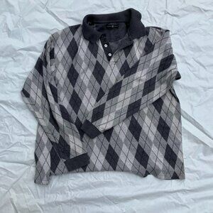 Haggar Golf Greyscale Argyle Shirt
